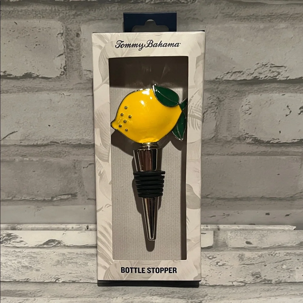 Tommy Bahama Yellow and Green Lemon wine Bottle Stopper new - Picture 1 of 6